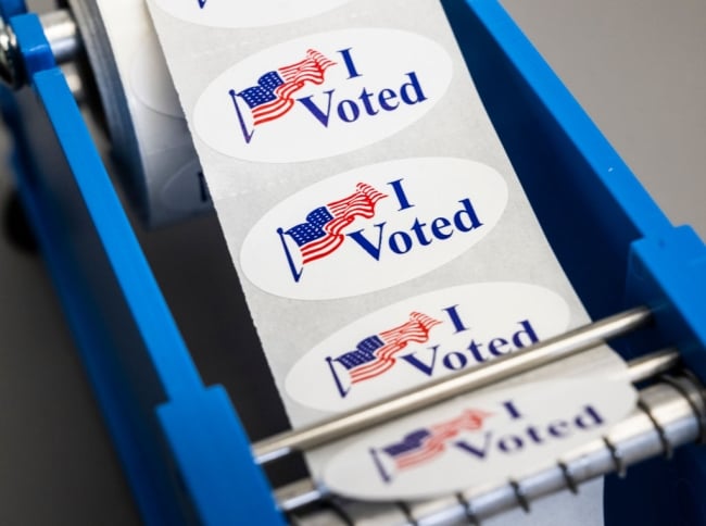 I Voted stickers at Irvine Valley College in Irvine, Calif.
