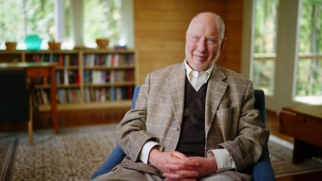 A still shot of Robert D. Putnam being interviewed in the film "Join or Die."