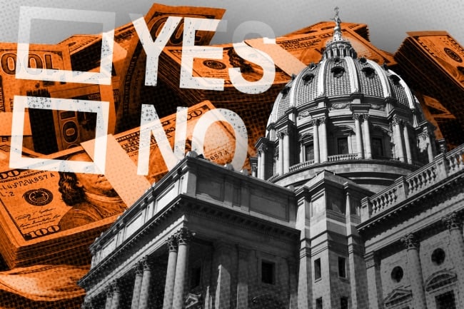State capitol building, money and a ballot check box