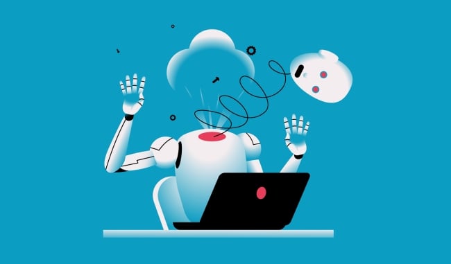 Robot at computer