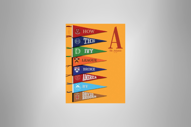 The cover of the December 2024 issue of the 'Atlantic' magazine, which features David Brooks's "How the Ivy League Broke America" as the cover story.
