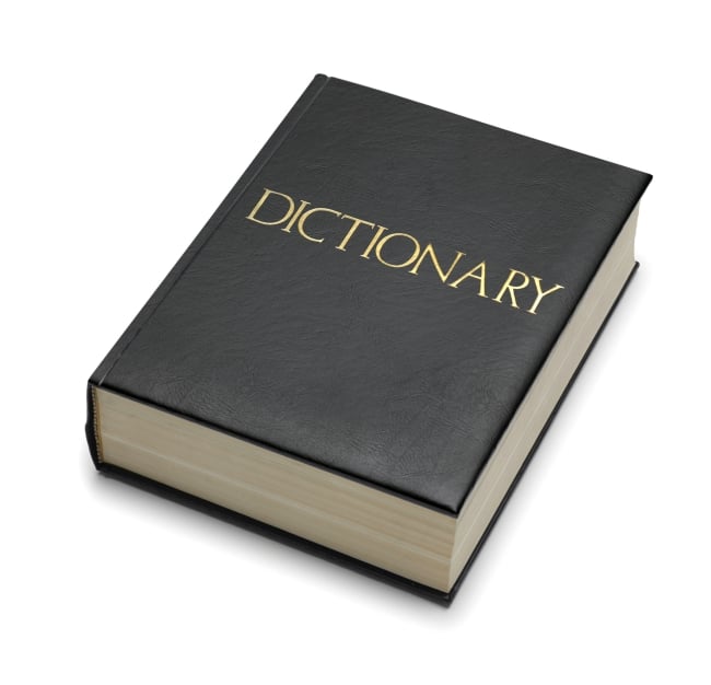 A picture of a dictionary against a white background.