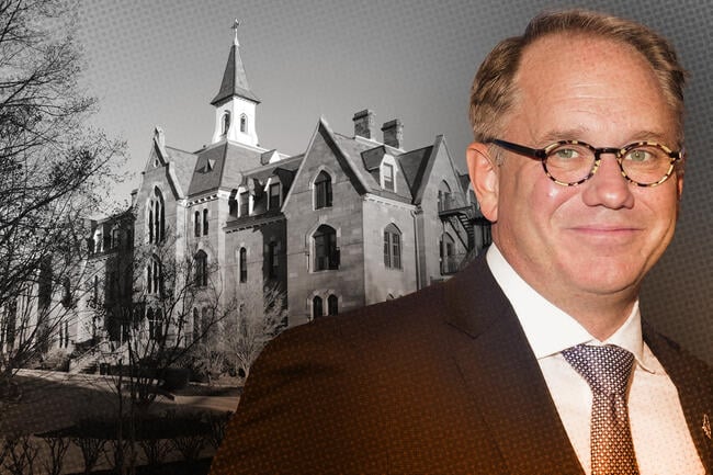 A photo illustration of Seton Hall and former president Joseph Nyre.