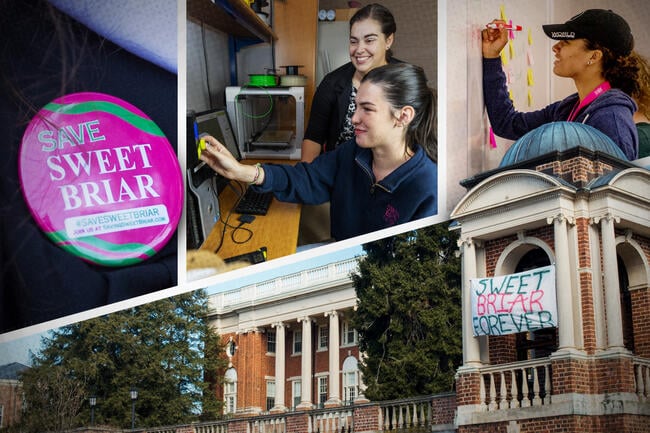 A photo illustration of Sweet Briar's campus and students.