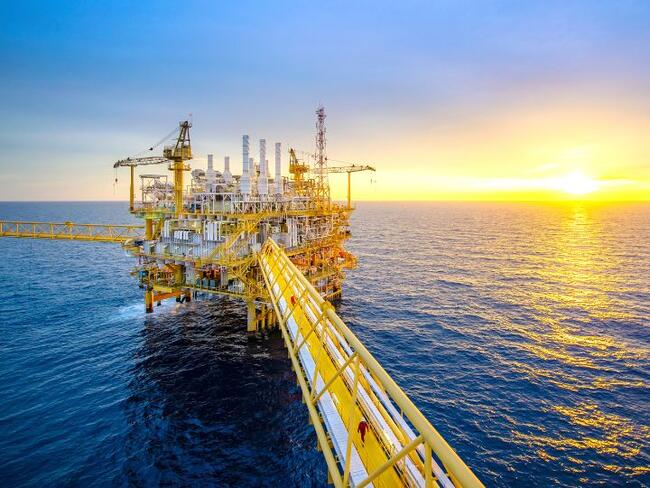 An offshore platform in the ocean