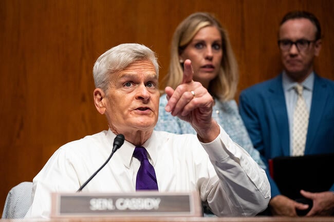 Chairman Sen. Bill Cassidy, R-La., arrives to conduct the Senate Health, Education, Labor, and Pensions Committee confirmation hearing.