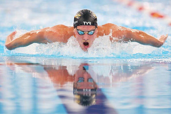 Grant House swimming the 200M butterfly