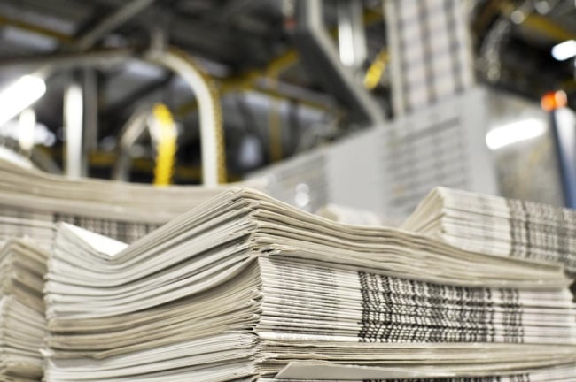 A stack of newspapers