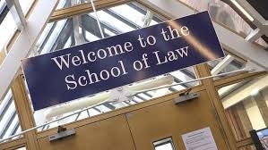 A banner proclaims, "Welcome to the School of Law"
