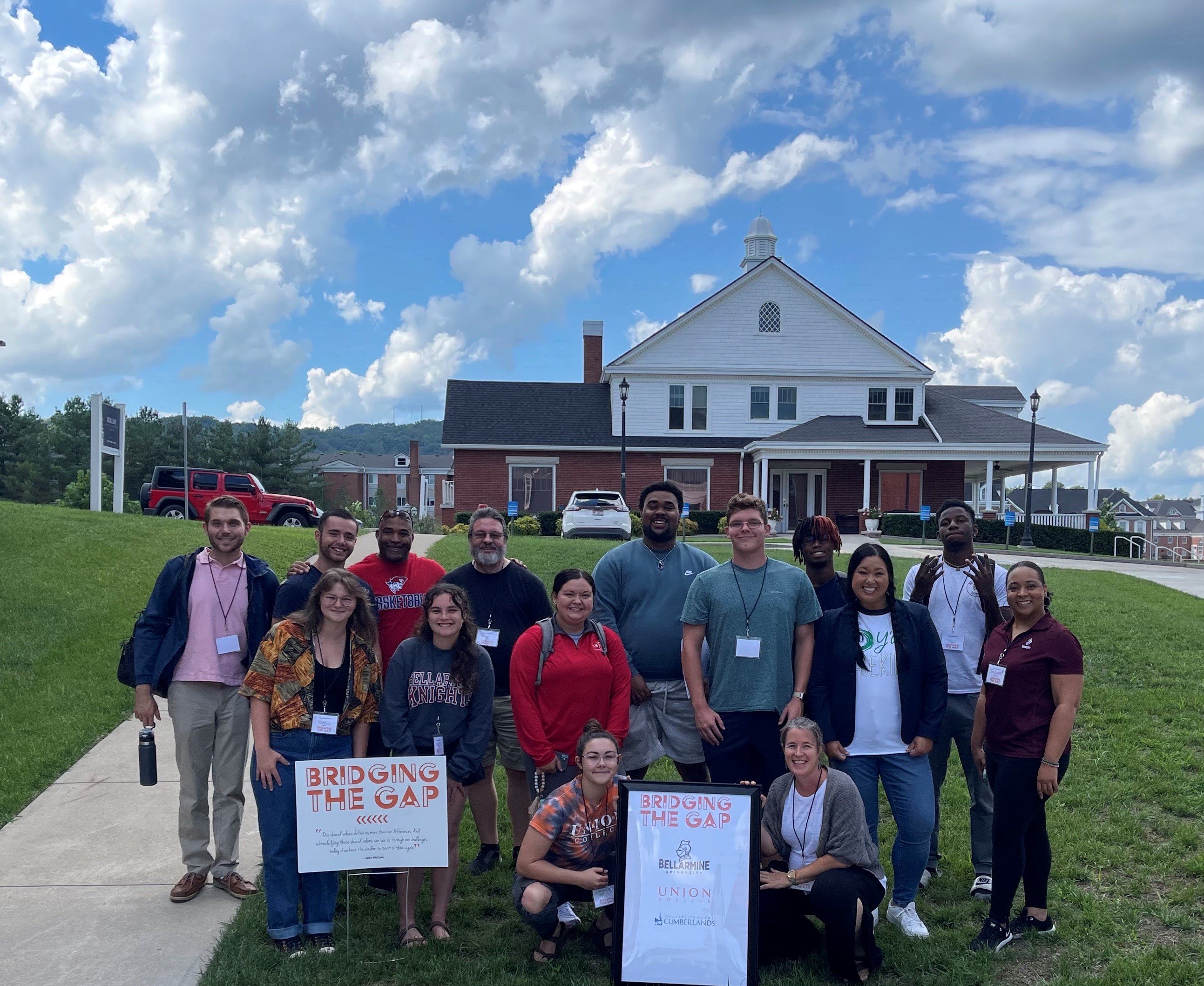 Students from the University of the Cumberlands, Union College and Bellarmine University at a Bridging the Gap retreat.