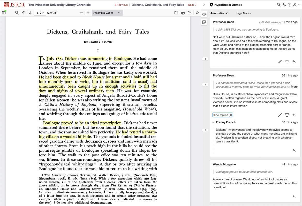 Social annotation technology helps students read together