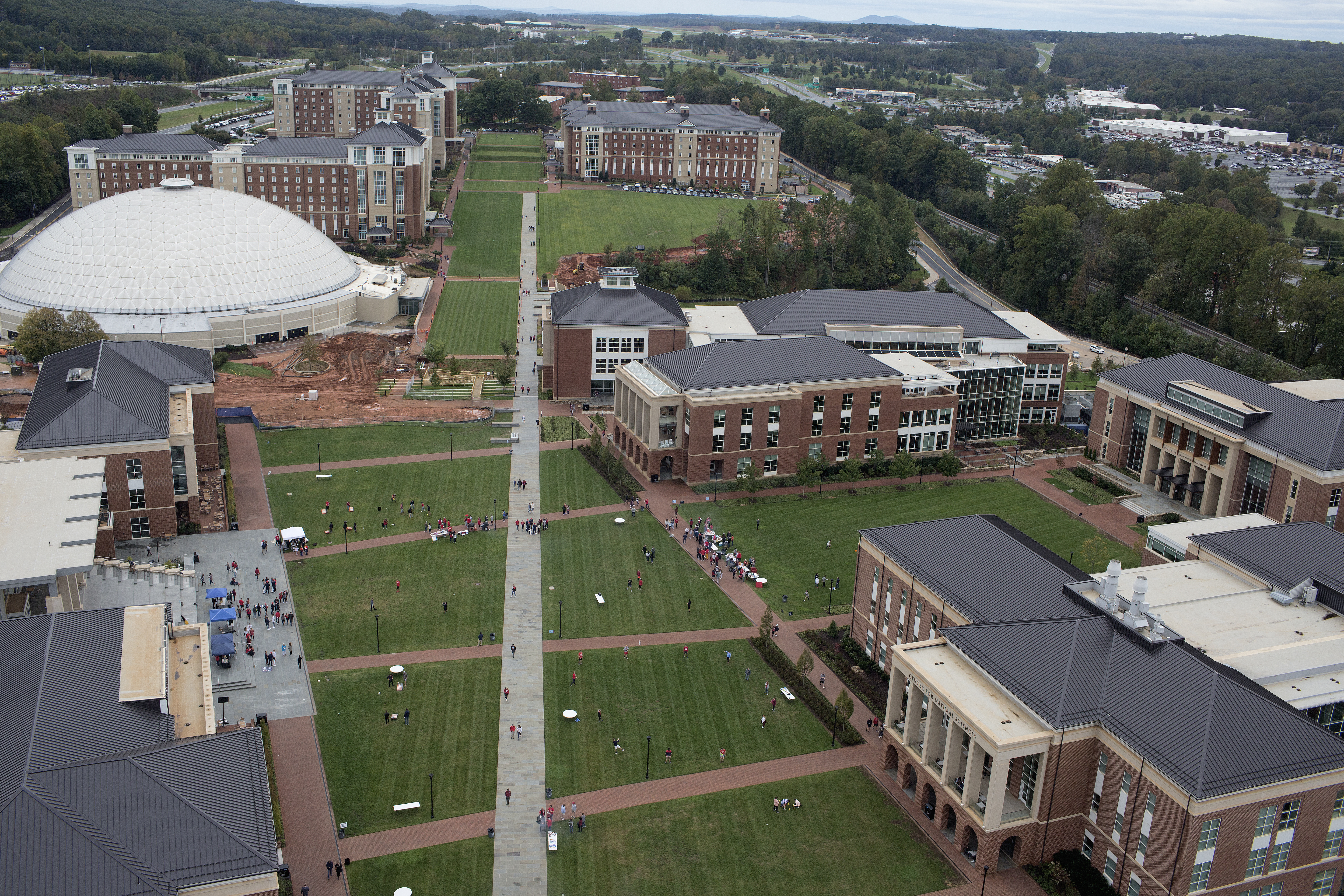 An aerial view of Liberty University's campus.