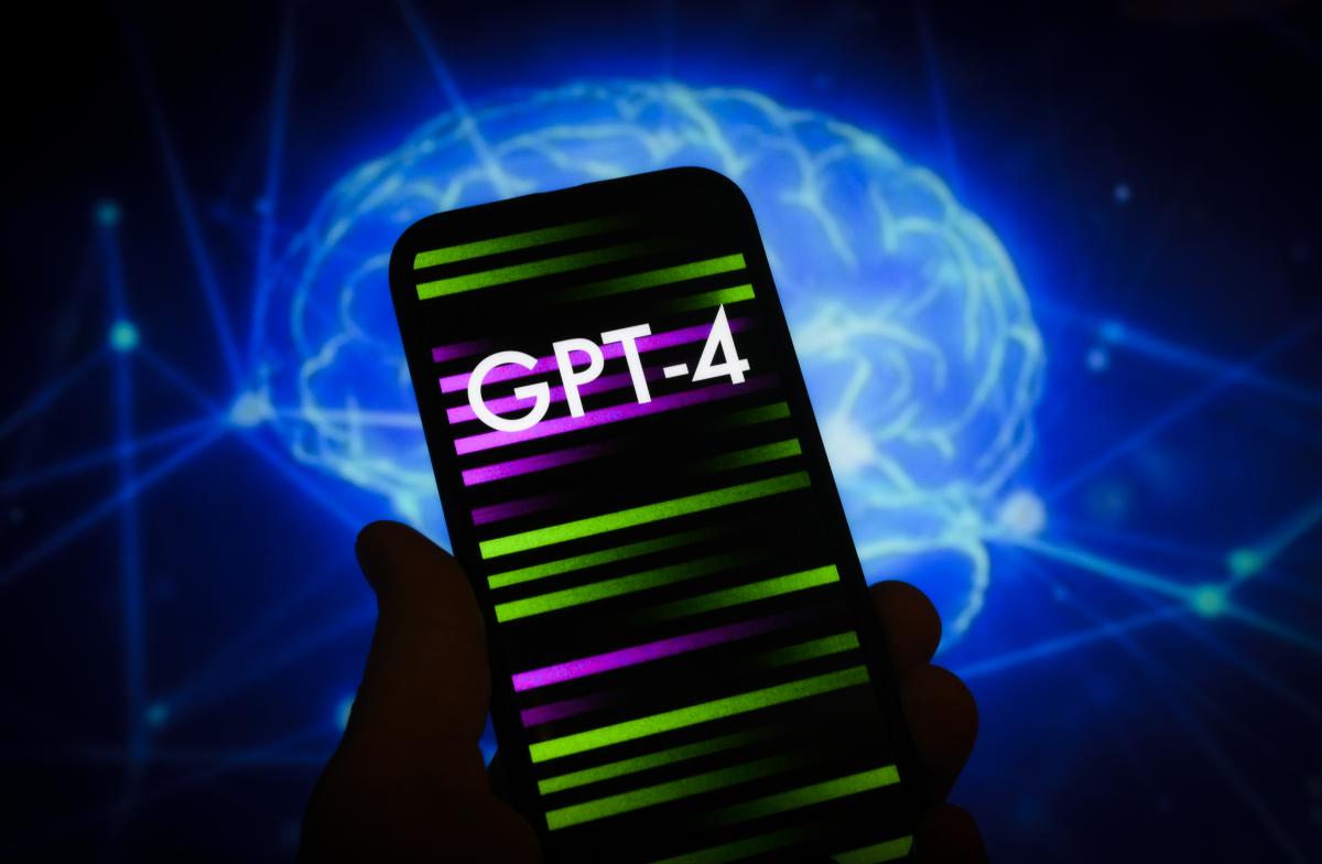 The GPT-4 logo is seen in this photo illustration