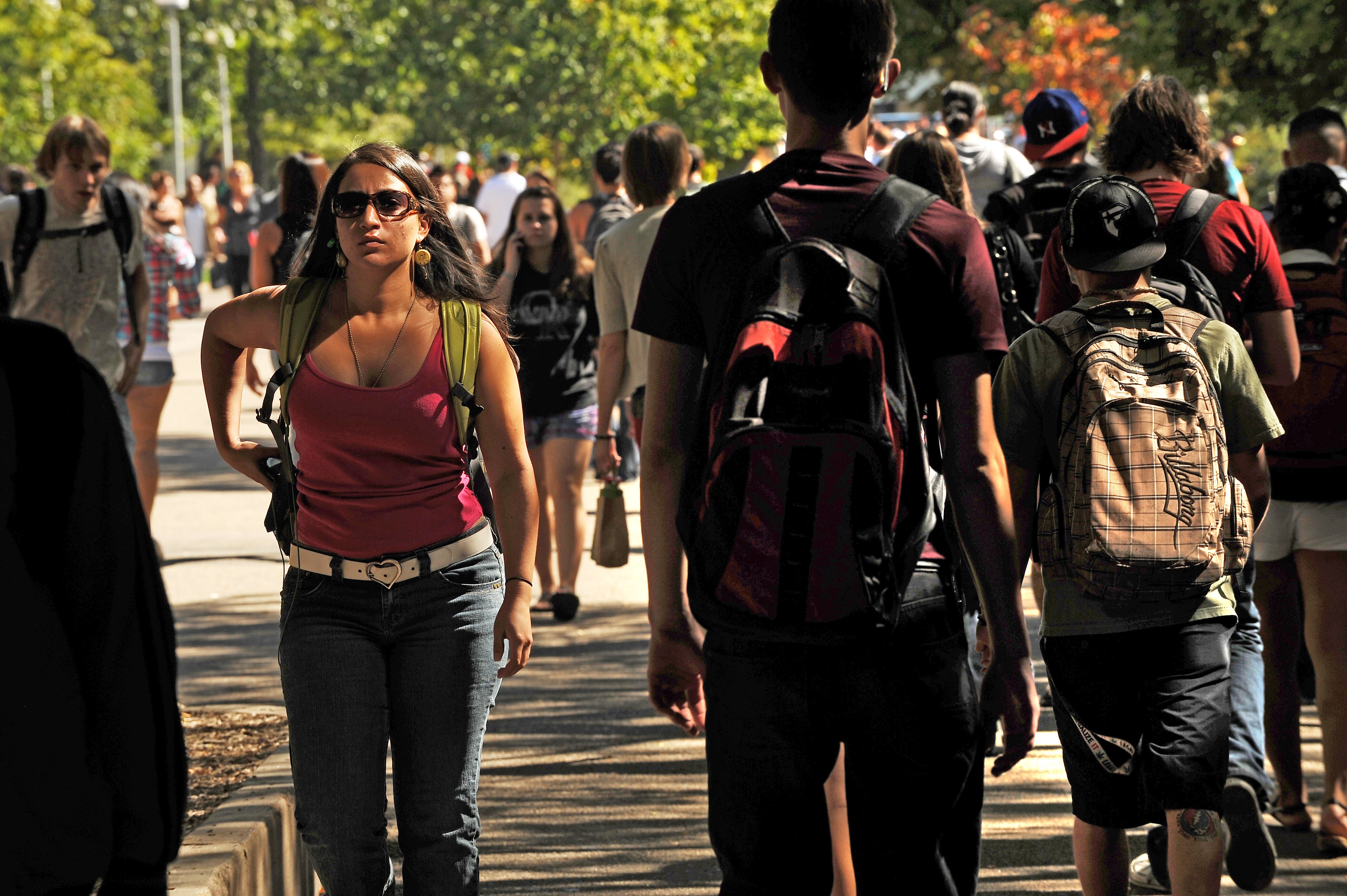 Students walk around the Community College of Denver campus in 2010. 