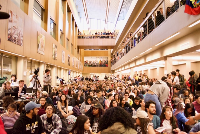 In 2017, St. Olaf students gathered in the administration building to protest institutional racism.