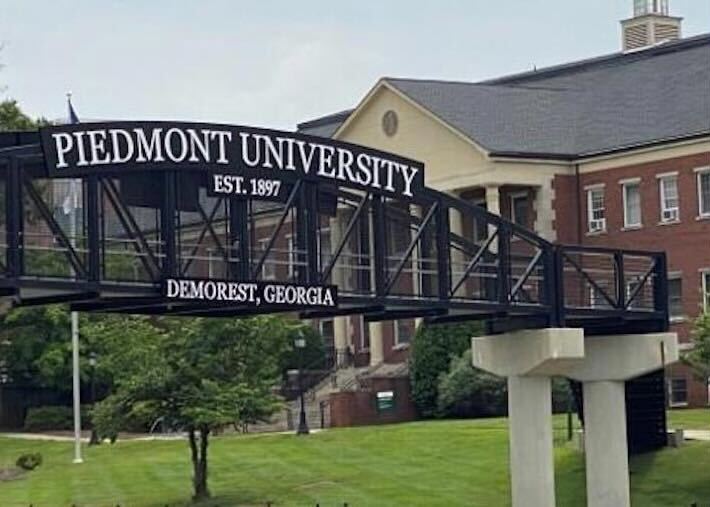 A footbridge on the Piedmont University campus in Demorest, Georgia.
