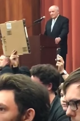 Image: Charles Murray speaking at Middlebury College in 2017.