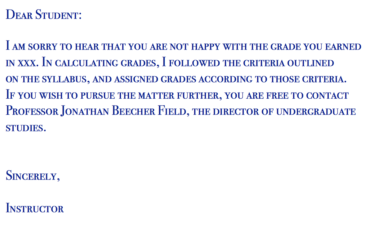 How do professors respond to regrade requests? One department