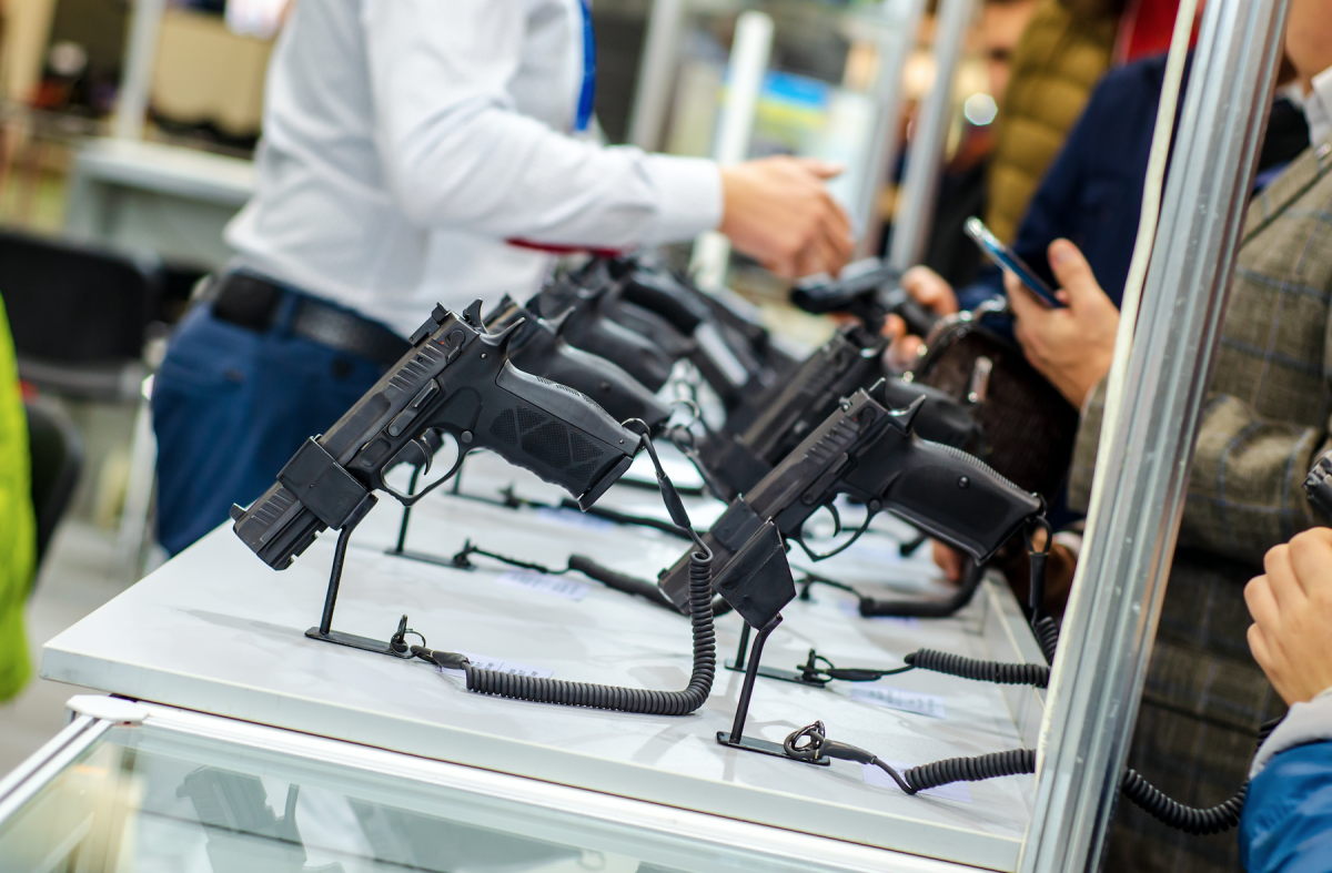 A display of handguns for sale.