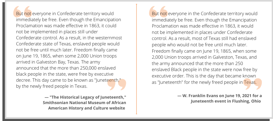 A side-by-side comparison of Evans' words and text from the Smithsonian website.