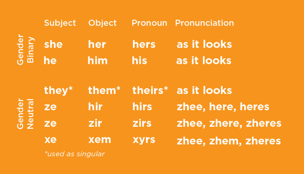 Pronoun Development Chart