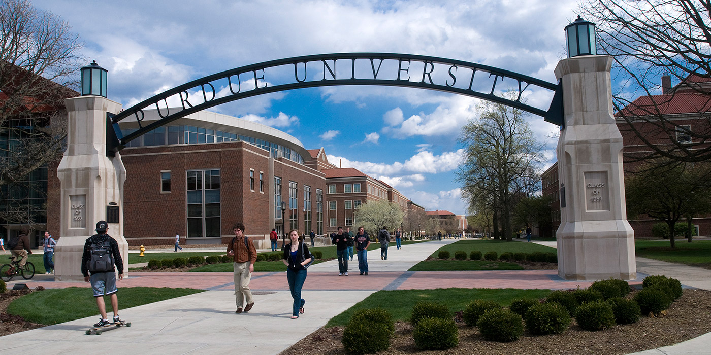 Front gate of Purdue's campus